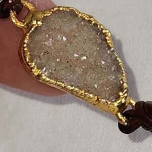 Nina Nguyen Leather Wrap Druzy Bracelet